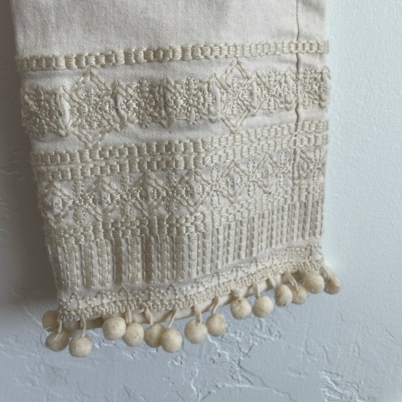 Tory Burch Lana Pom Pom cream embroidered jeans size 27 - Picture 4 of 10